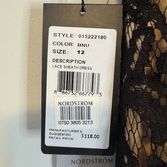 Adrianna Papell Lace Sheath Dress Women's Size 12 Black Nude Sleeveless Short - Picture 7 of 15